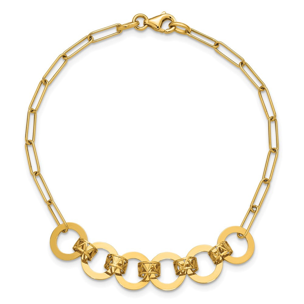 Polished Circles Paperclip Link Bracelet 7.5"