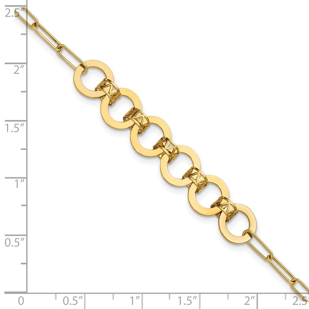 Polished Circles Paperclip Link Bracelet 7.5"
