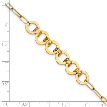 Polished Circles Paperclip Link Bracelet 7.5"