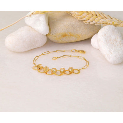 Polished Circles Paperclip Link Bracelet 7.5"