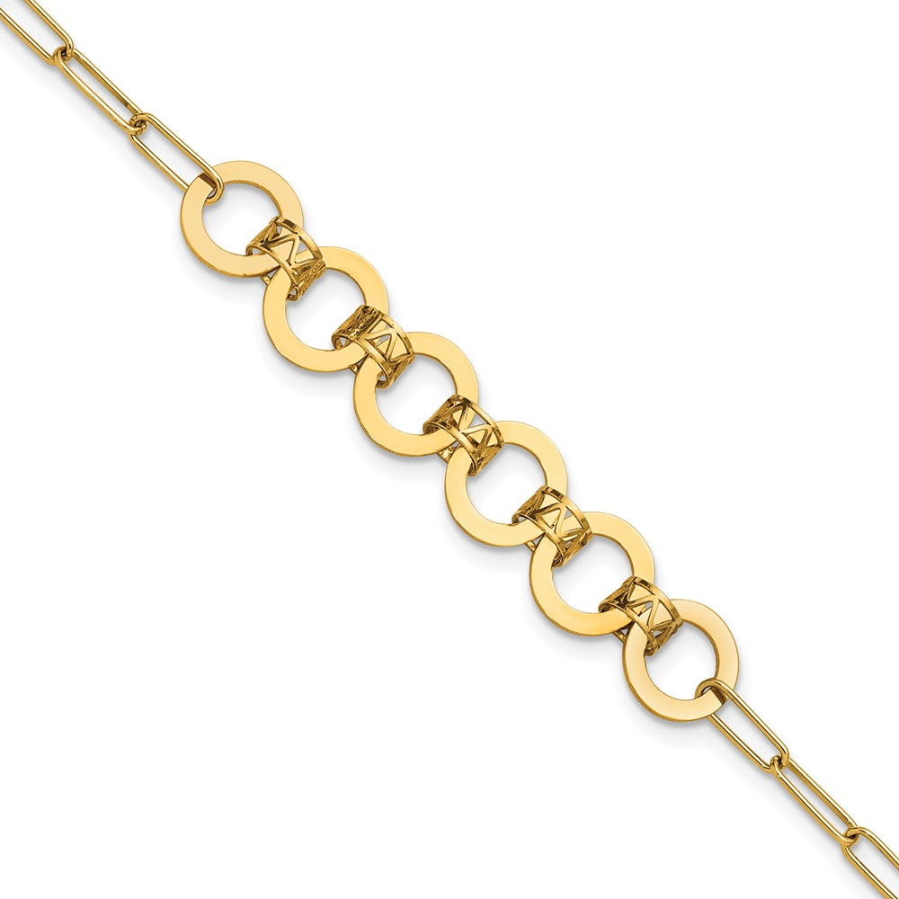 Polished Circles Paperclip Link Bracelet 7.5"