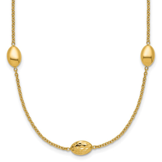 Polished and Dia-cut Oval Station with 2in ext. Necklace
