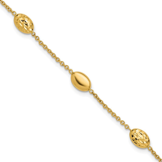 Polished and Dia-cut Oval Station Bracelet 7.5"