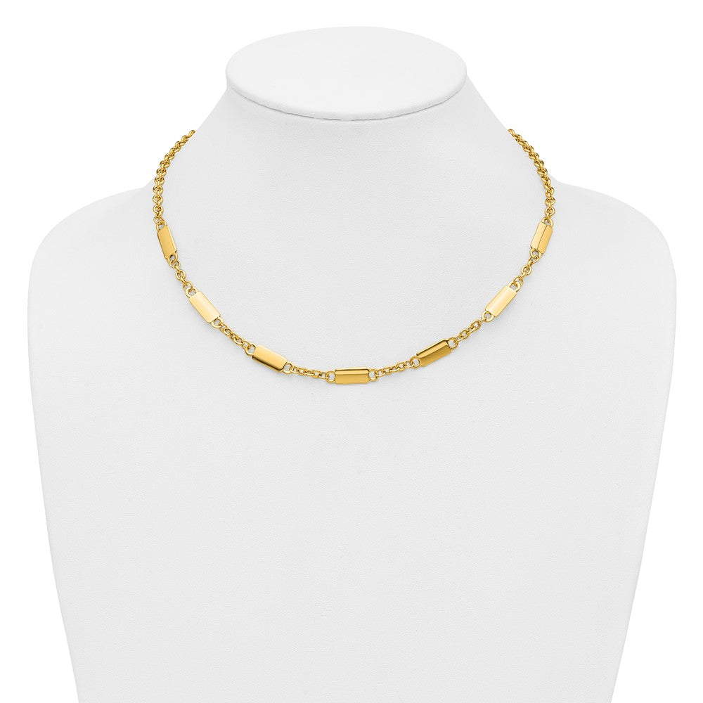 Polished Bar Station Necklace 18"