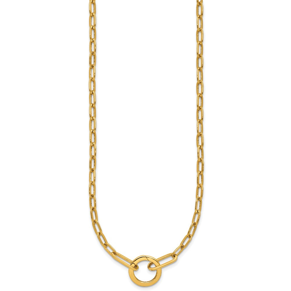 Polished Paperclip with Circle Ring Clasp Necklace 17.5"