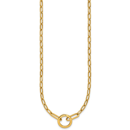 Polished Paperclip with Circle Ring Clasp Necklace 17.5"