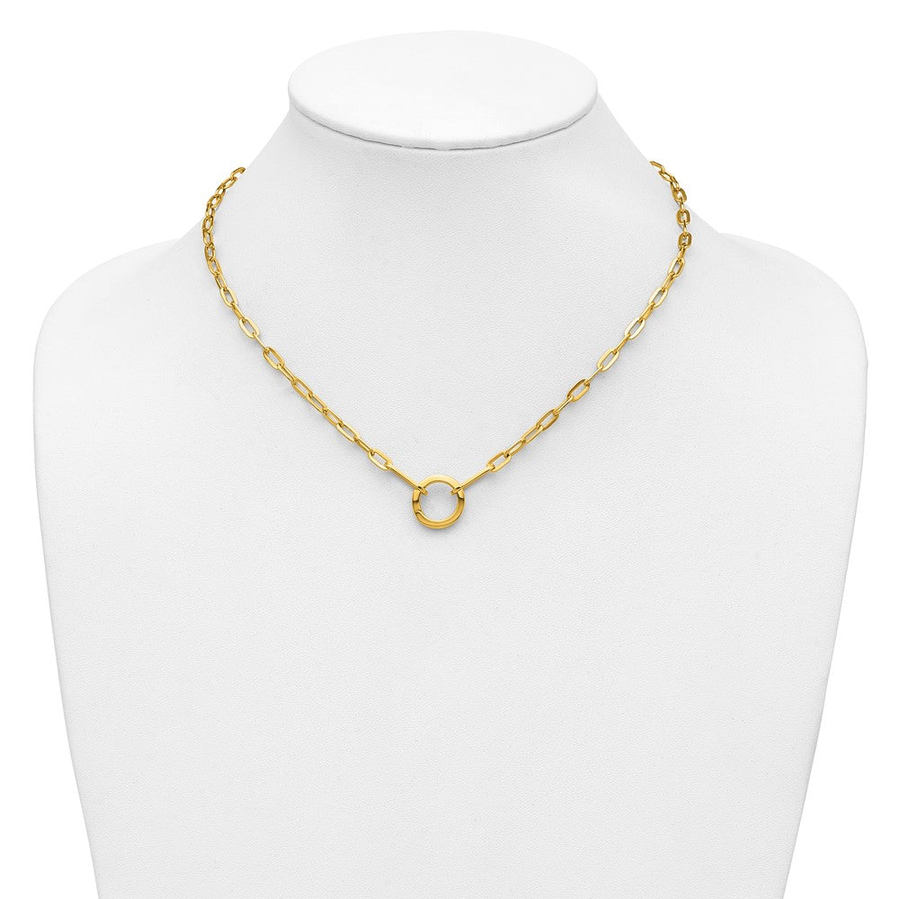 Polished Paperclip with Circle Ring Clasp Necklace 17.5"