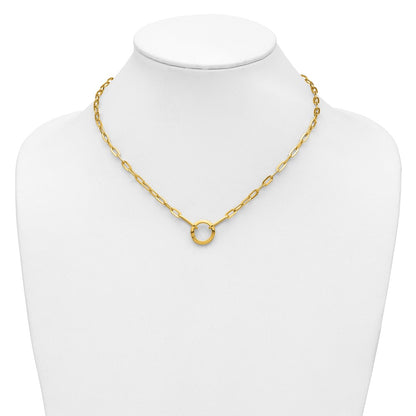 Polished Paperclip with Circle Ring Clasp Necklace 17.5"