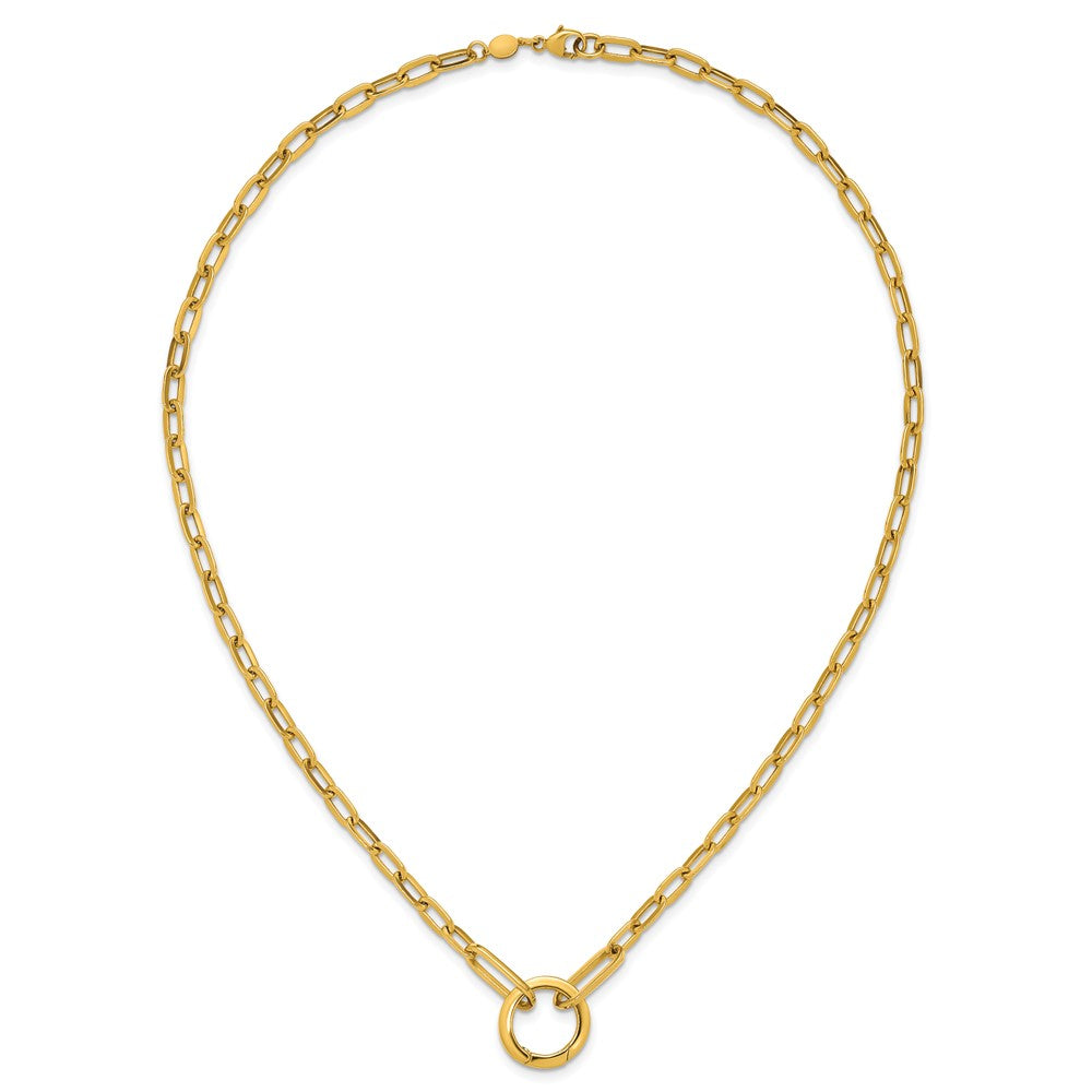 Polished Paperclip with Circle Ring Clasp Necklace 17.5"