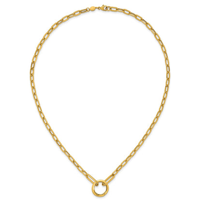 Polished Paperclip with Circle Ring Clasp Necklace 17.5"