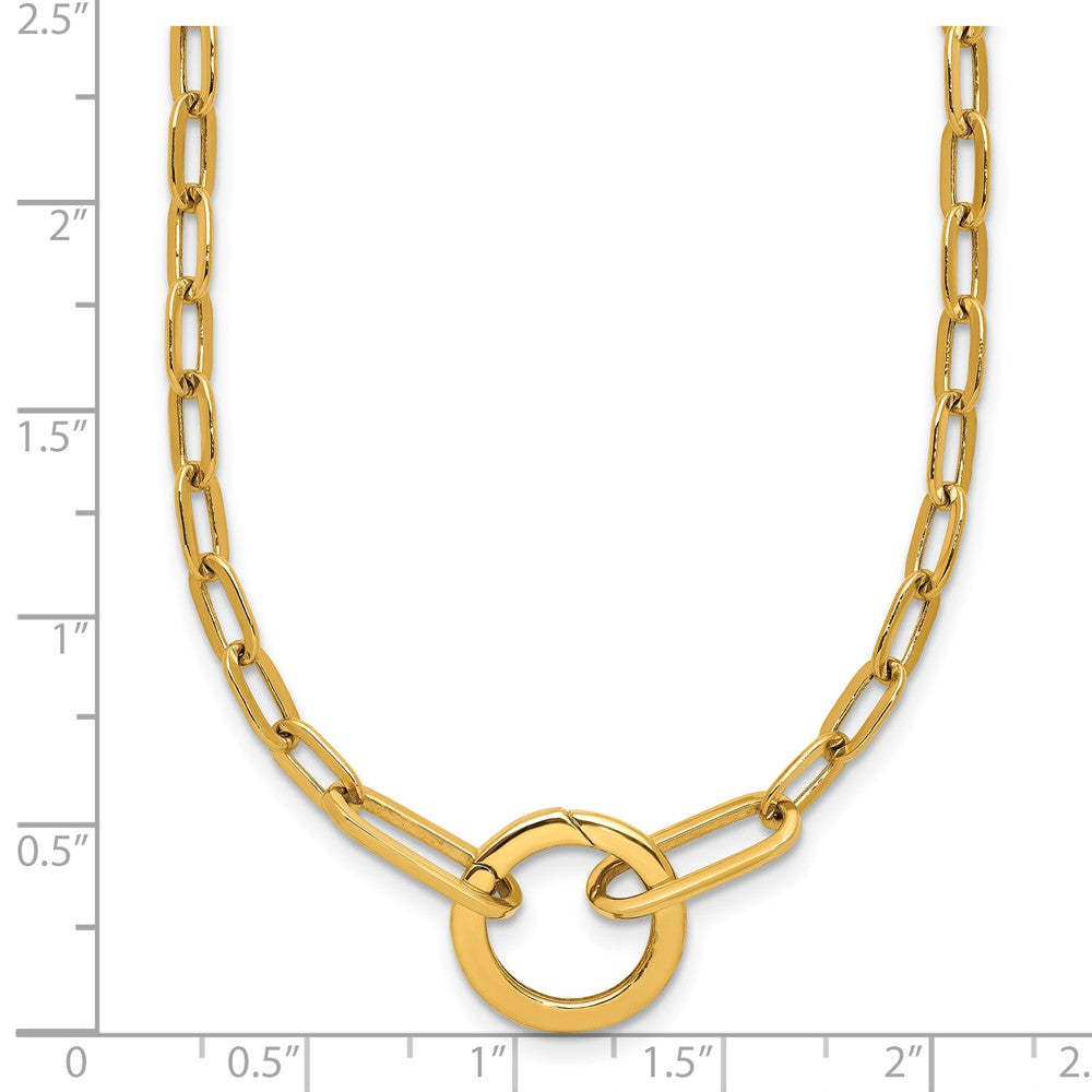 Polished Paperclip with Circle Ring Clasp Necklace 17.5"