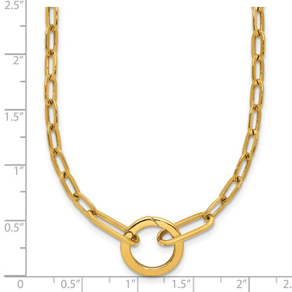 Polished Paperclip with Circle Ring Clasp Necklace 17.5"