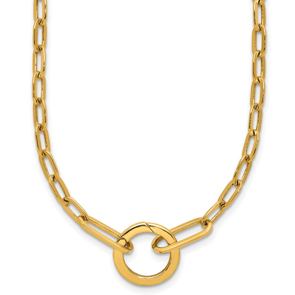 Polished Paperclip with Circle Ring Clasp Necklace 17.5"