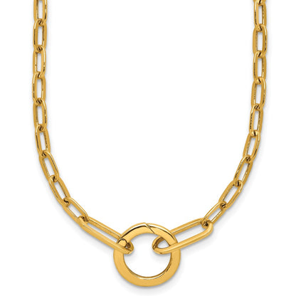 Polished Paperclip with Circle Ring Clasp Necklace 17.5"