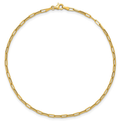Polished Paperclip Anklet 10"