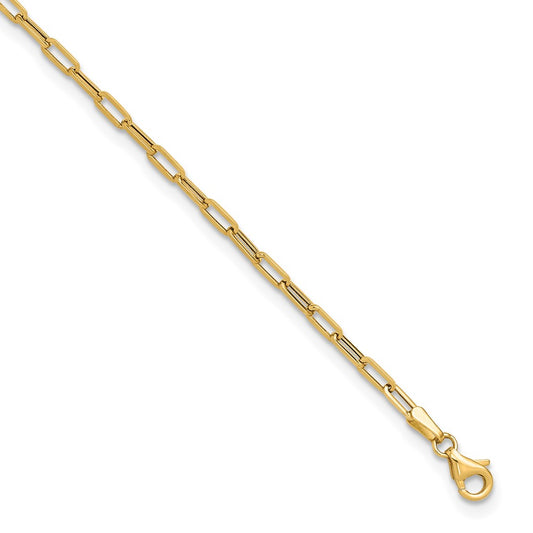 Polished Paperclip Anklet 10"
