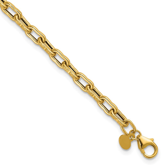 Polished Textured Fancy Link Bracelet 7.5" - 1.99g