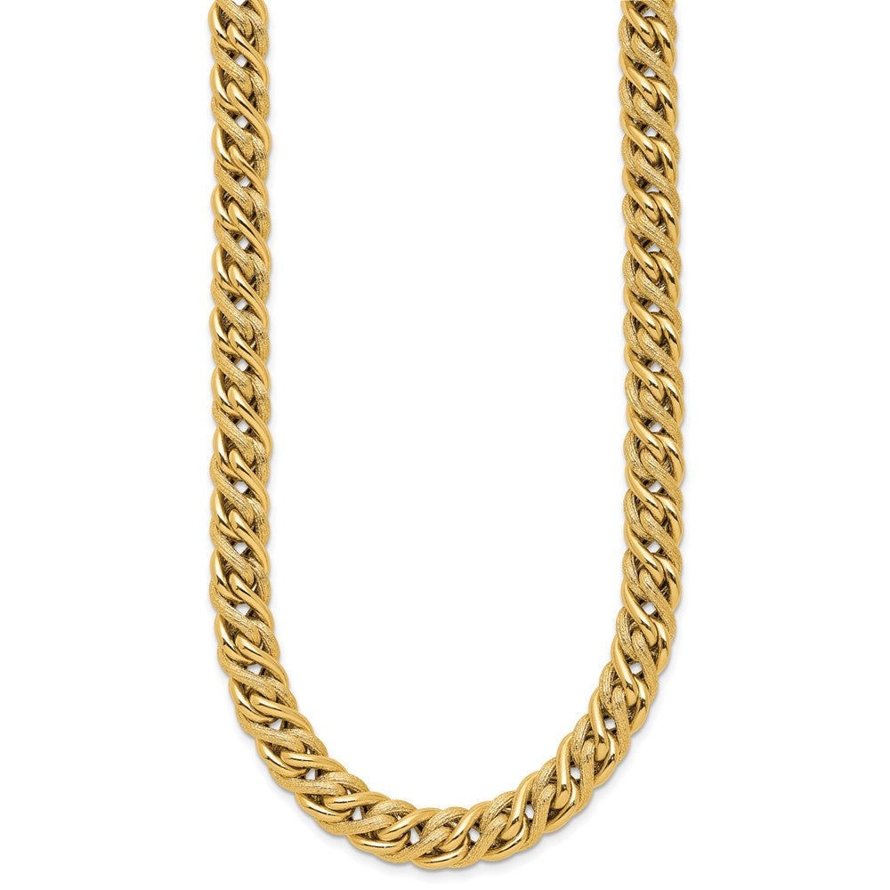 Polished and Textured Fancy Link Necklace 18" - 23.93g