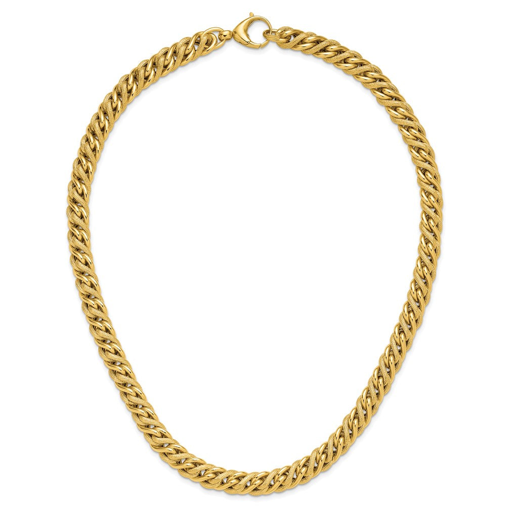 Polished and Textured Fancy Link Necklace 18" - 23.93g