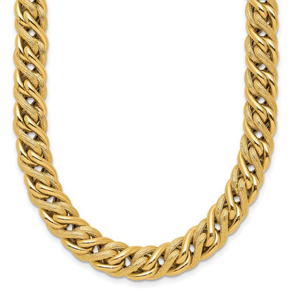 Polished and Textured Fancy Link Necklace 18" - 23.93g