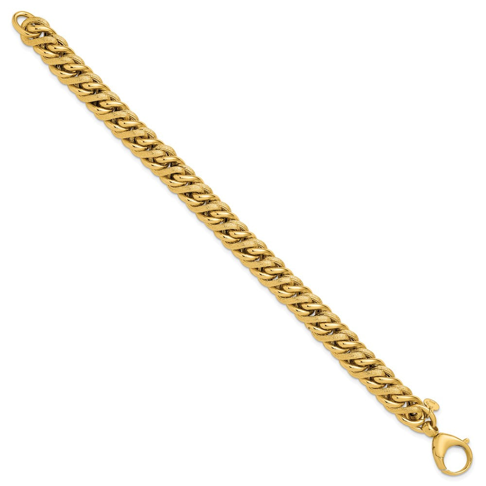 Polished and Textured Fancy Link Bracelet 7.5" - 11.91g
