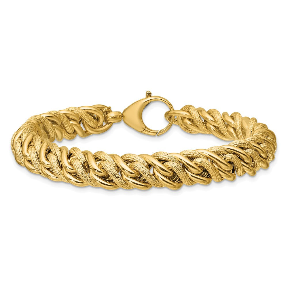 Polished and Textured Fancy Link Bracelet 7.5" - 11.91g