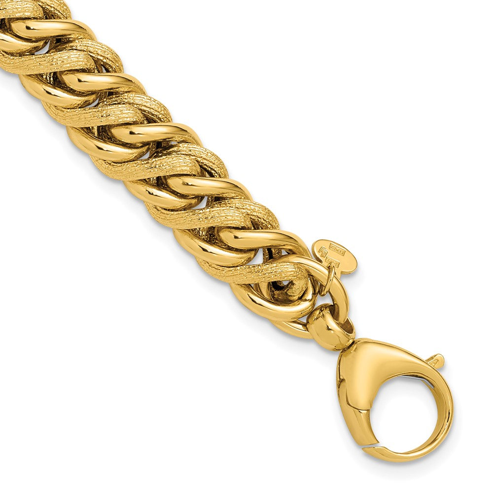 Polished and Textured Fancy Link Bracelet 7.5" - 11.91g