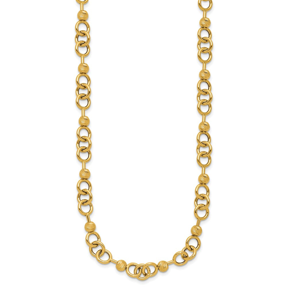 Polished and Circles with D/C Beads Fancy Necklace 18"