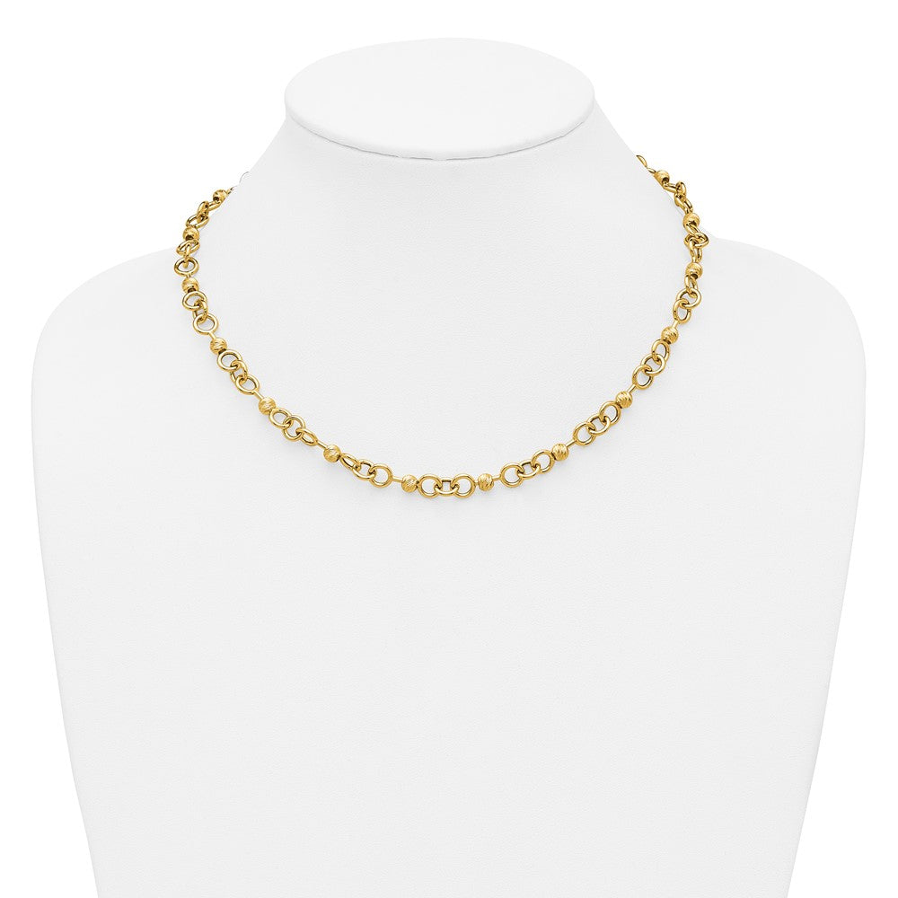 Polished and Circles with D/C Beads Fancy Necklace 18"