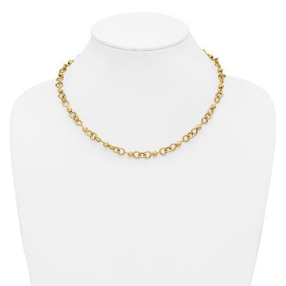 Polished and Circles with D/C Beads Fancy Necklace 18"