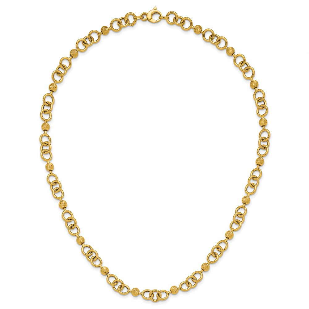Polished and Circles with D/C Beads Fancy Necklace 18"