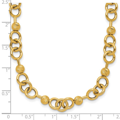 Polished and Circles with D/C Beads Fancy Necklace 18"