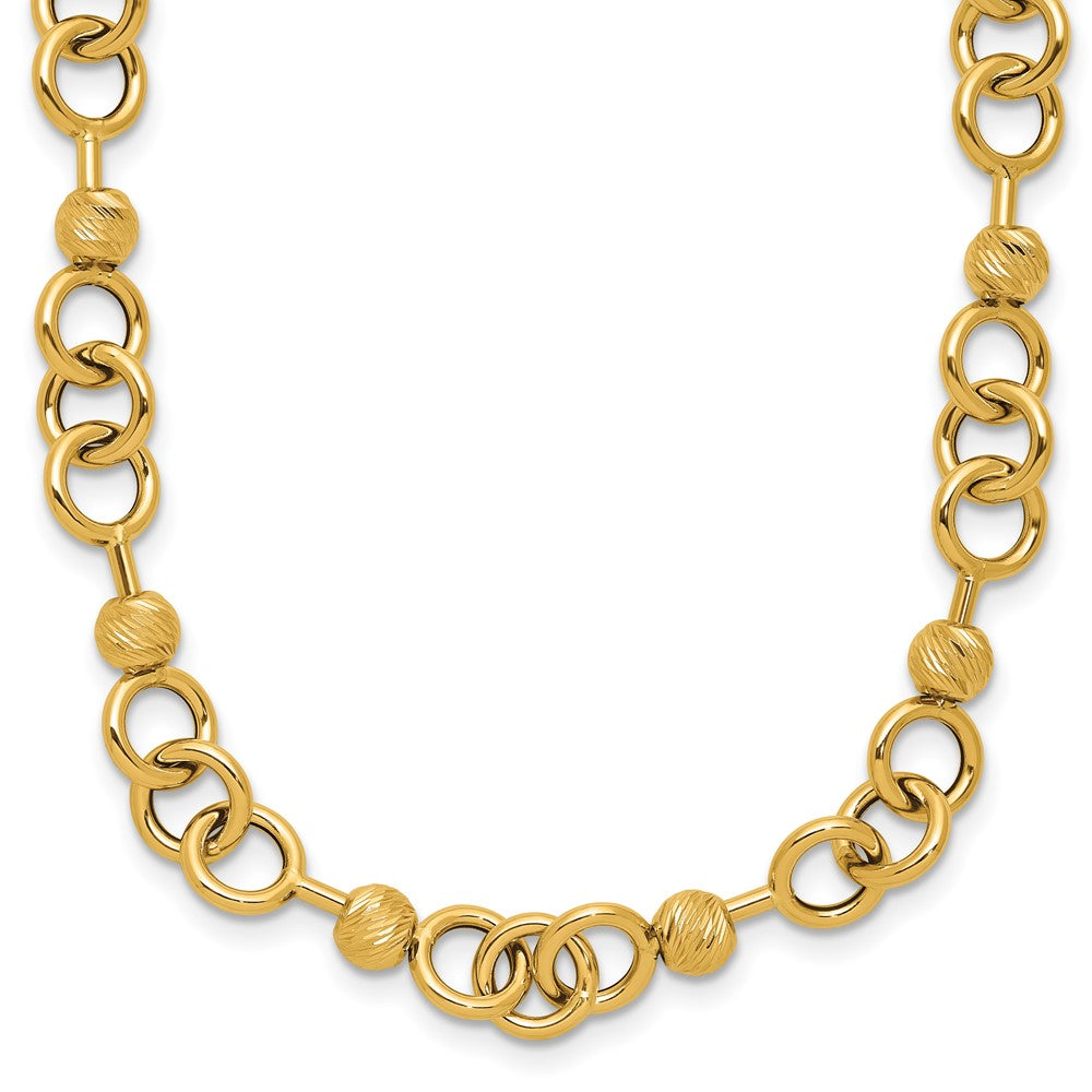 Polished and Circles with D/C Beads Fancy Necklace 18"