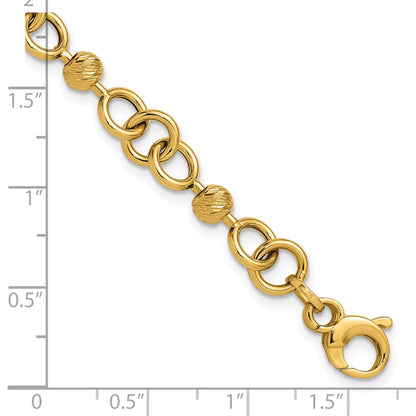 Polished and Circles with D/C Beads Fancy Bracelet 7.5"