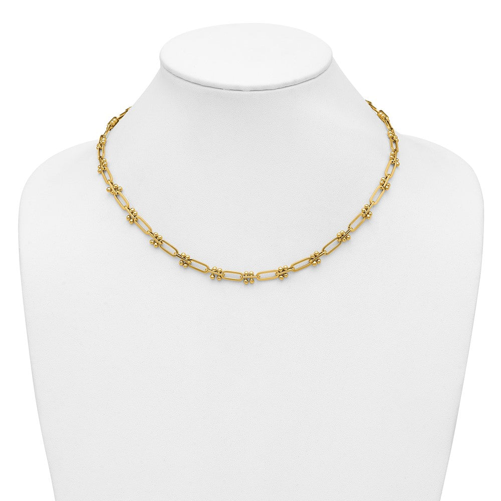 Polished Paperclip and Beaded Fancy Necklace 18"