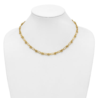 Polished Paperclip and Beaded Fancy Necklace 18"