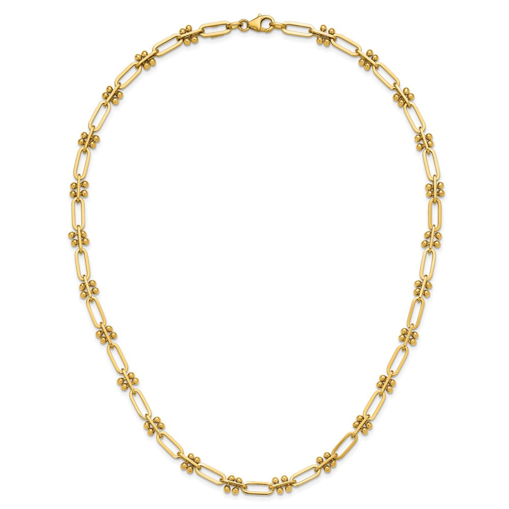 Polished Paperclip and Beaded Fancy Necklace 18"