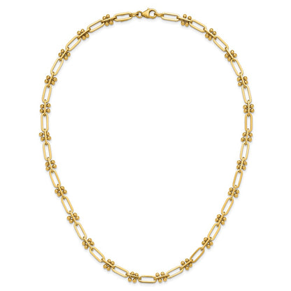 Polished Paperclip and Beaded Fancy Necklace 18"
