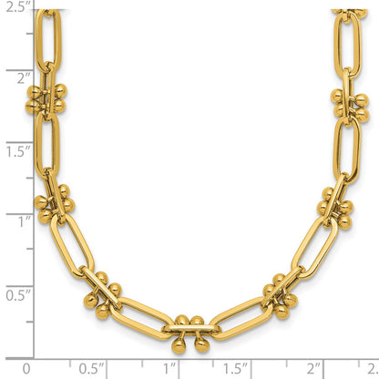 Polished Paperclip and Beaded Fancy Necklace 18"