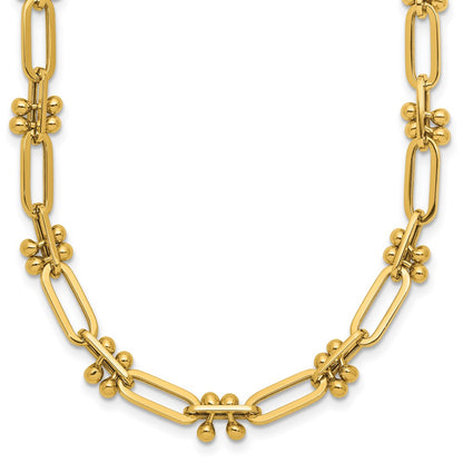 Polished Paperclip and Beaded Fancy Necklace 18"