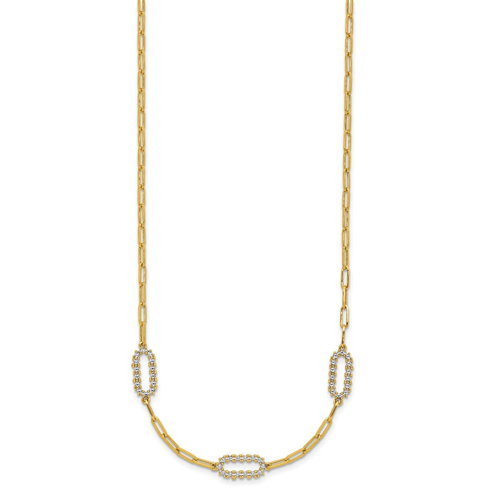 Polished and Dia-cut Paperclip Fancy Necklace 18"