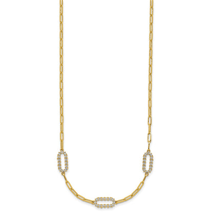 Polished and Dia-cut Paperclip Fancy Necklace 18"