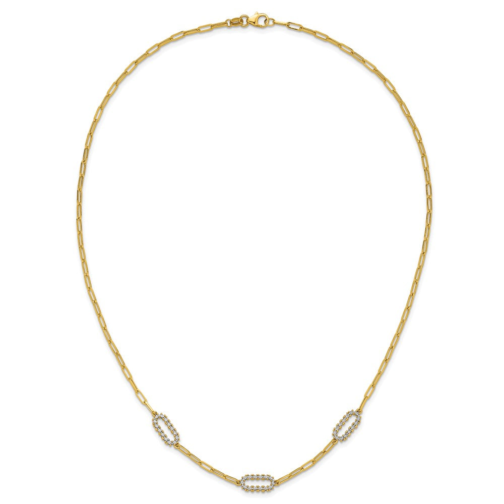 Polished and Dia-cut Paperclip Fancy Necklace 18"