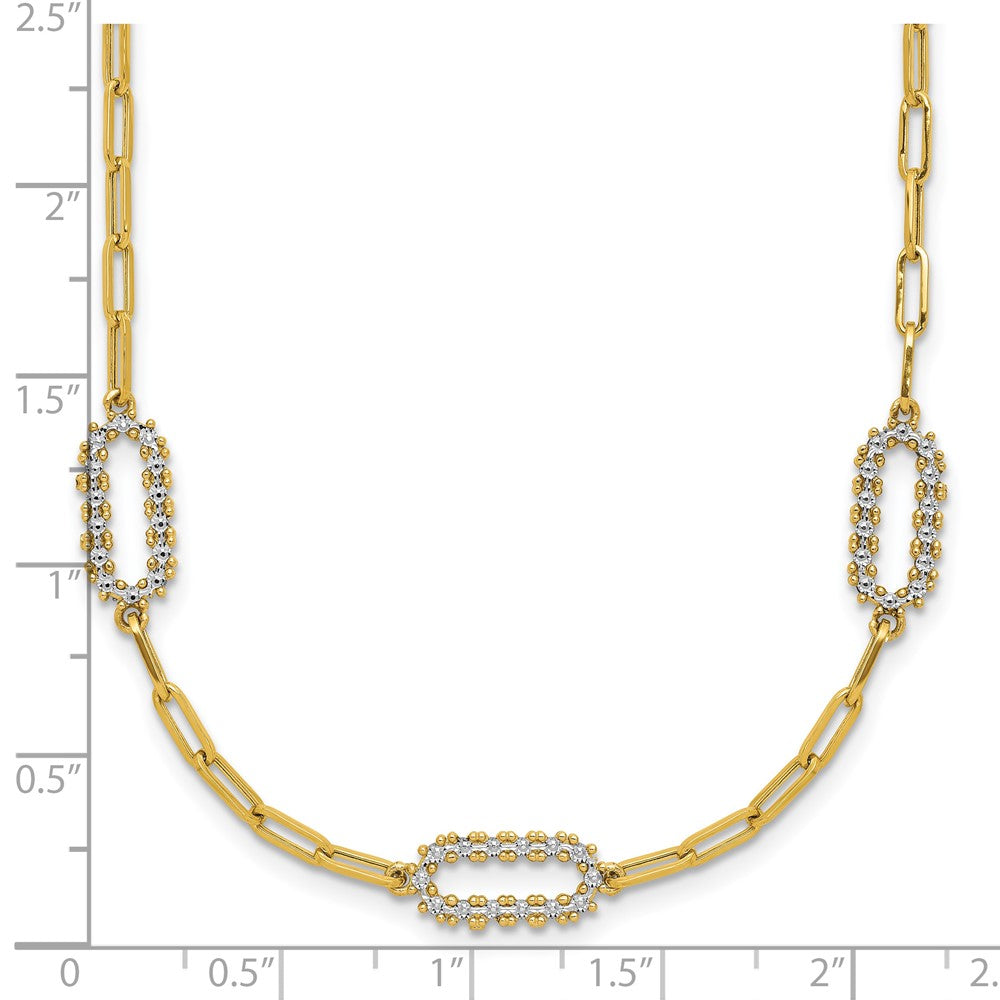 Polished and Dia-cut Paperclip Fancy Necklace 18"
