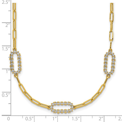 Polished and Dia-cut Paperclip Fancy Necklace 18"