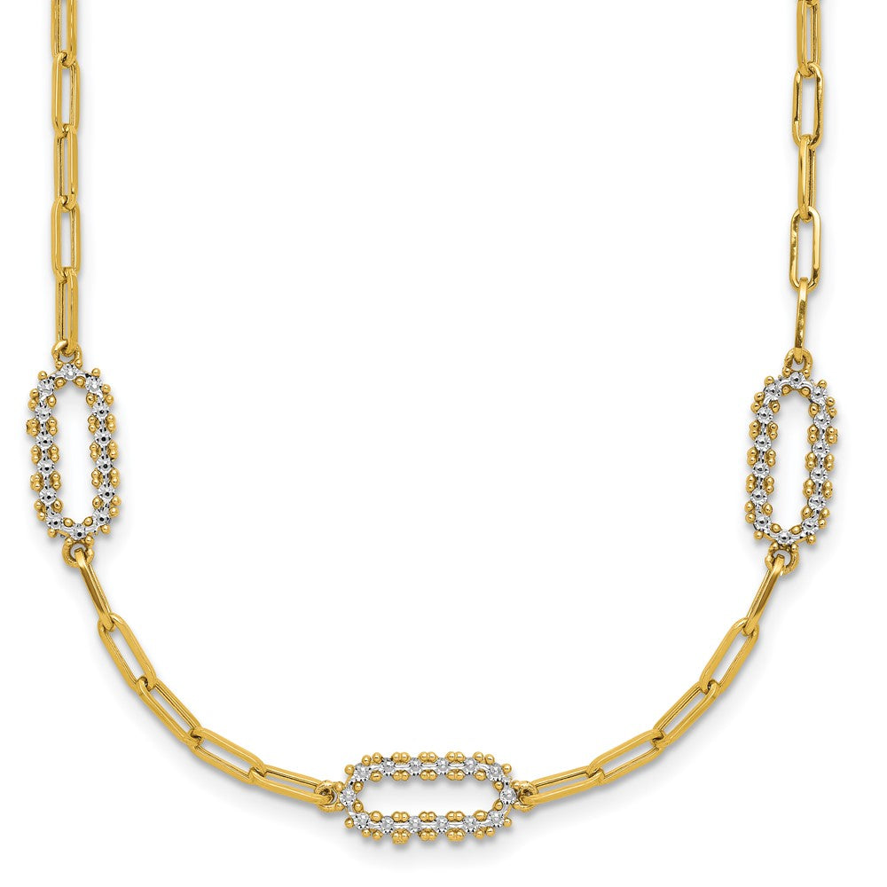 Polished and Dia-cut Paperclip Fancy Necklace 18"