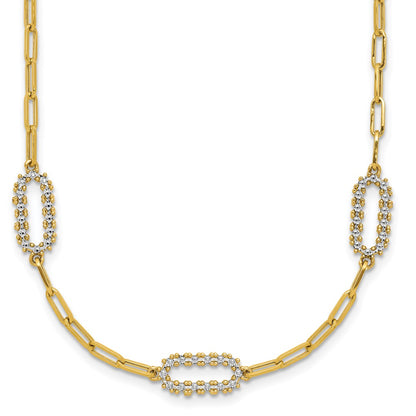 Polished and Dia-cut Paperclip Fancy Necklace 18"