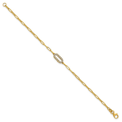 Polished Paperclip Fancy Bracelet 7"