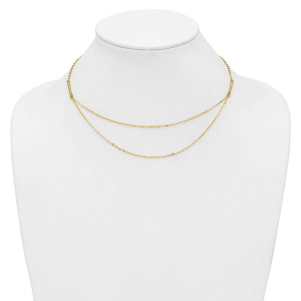 Polished Double Layer Fancy Necklace 16"