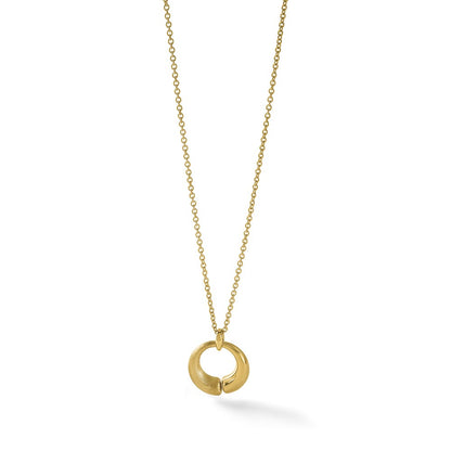 Polished and Brushed Circle Pendant w/2in Ext. Necklace
